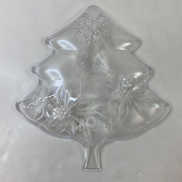 Set 2 Christmas Tree Shaped Plastic Serving Platters Green Clear - Picture 3 of 11